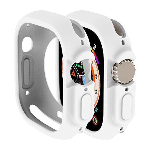 Kompatibel mit Apple Watch Ultra 49mm Hülle Allround Stoßfest TPU Silikon Schutzhülle Bumper Stoßdämpfend Kratzfest Schutzhülle für Apple Watch Ultra 49mm (Weiß)