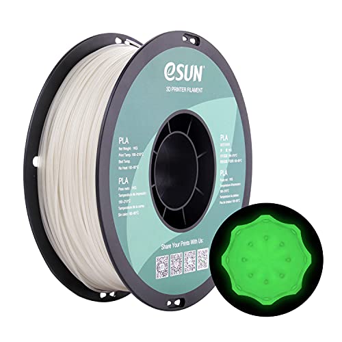 eSUN PLA+ Filament 1.75mm, Glow in The Dark Grün, PLA Plus 3D Drucker Filament, Maßgenauigkeit +/- 0.03mm, 1KG (2.2 LBS) Spule für 3D Drucker in Vakuumverpackung, Leuchtendes Grün