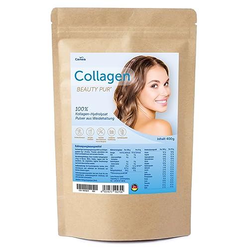 Collagen Pulver Beauty Pur | Hoch bioaktives Kollagen Hydrolysat | Aus zertifizierter Weidetierhaltung | Sehr gute Löslichkeit | In Deutschland hergestellt | 400g