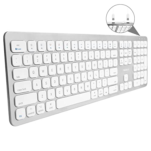 Macally WKEYHUBMB-A, erweiterte Mac-Tastatur mit Ziffernblock, 2 USB Ports, US QWERTY Tasten-Layout, USB-A, Alu-Design