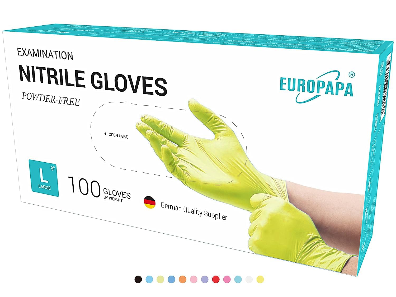 EUROPAPA® 1000x Nitrilhandschuhe Einweghandschuhe puderfrei Untersuchungshandschuhe EN455 EN374 latexfrei Einmalhandschuhe Handschuhe in Gr. S, M, L & XL verfügbar (Gelb, L)