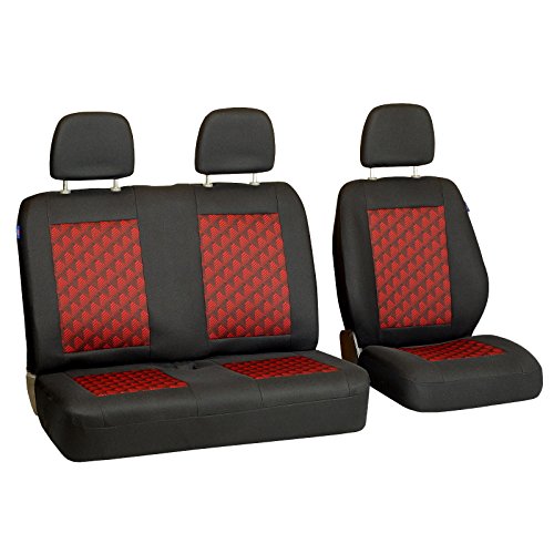 Starex Cargo Sitzbezüge - Set 1+2 - Farbe Premium Schwarz-rot Effekt 3D