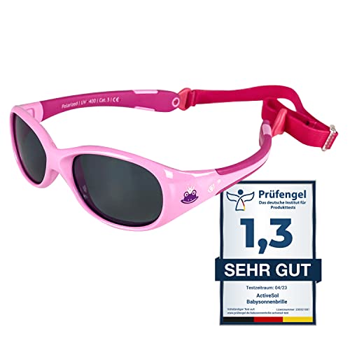 ActiveSol BABY-Sonnenbrille | JUNGEN & MÄDCHEN | 100% UV 400 Schutz | polarisiert | unzerstörbar aus flexiblem Gummi | 0-2 Jahre | 18 Gramm | Sonnenschutz (L, Princess | L)
