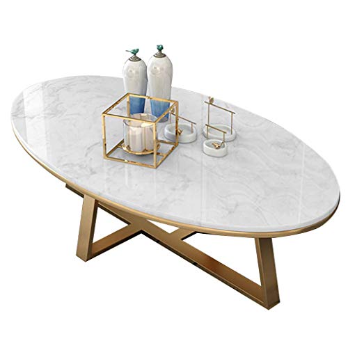 Couchtisch Beistelltische Kaffeetische Wohnzimmer-Tische Couchtisch Beistelltischee 80cm/100cm Ovale Marmor Couchtisch Beistelltische Wohnzimmer Weiß Modern l Moderner Wohnzimmertisch Beiste