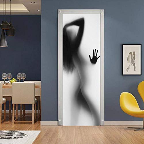 GVRPV Selbstklebend Wandmalerei 3D Aufkleber Frau Schatten Tür Aufkleber Wandmalerei Wandbild