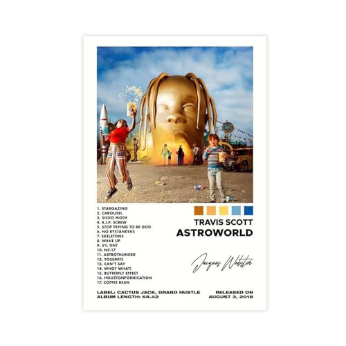 OffsuM Travis Scott Poster – Astroworld Limitiertes Poster, Leinwand-Poster, Wandkunst, Dekordruck, Bild, Gemälde für Wohnzimmer, Schlafzimmer, Dekoration, ungerahmt, 40 x 60 cm