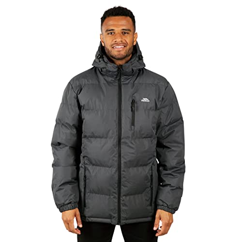 Trespass Herren Warme Gepolsterte Wasserdichte Regenjacke Mit Abnehmbarer Kapuze Clip, Flint, XS, MAJKCAI20001_FLIXS