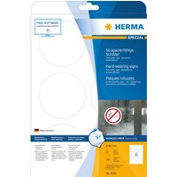HERMA Special - Selbstklebende matte Polyesterfolienetiketten - weiß - 84 mm rund 150 Etikett(en) (25 Bogen x 6) (8336)