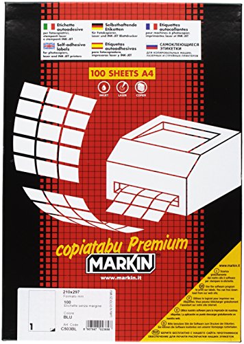 Markin 210 C503bl Self-Adhesive Label – Self-Adhesive Labels (Blue, Rectangle, A4, Cellulose,-20 – 100 °C, Permanent)
