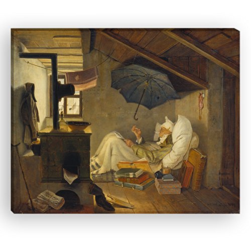 Wandkings Leinwandbilder von Carl Spitzweg - Wähle ein Motiv & Größe:"Der arme Poet" - 80 x 60 cm