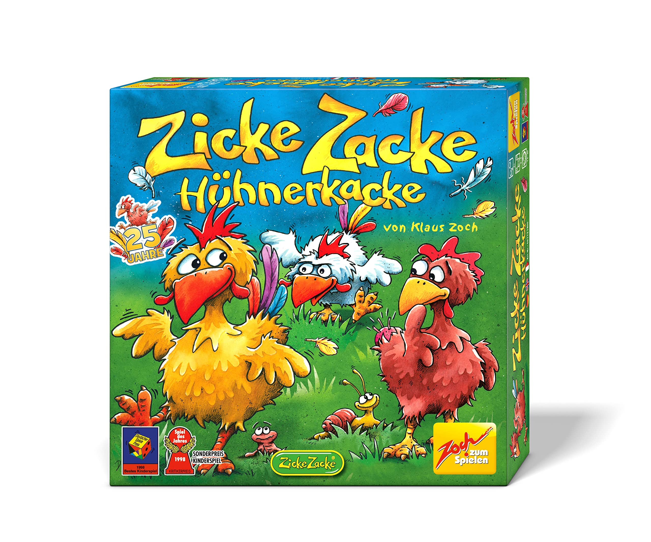 Zoch 601121800 Zicke Zacke Hühnerkacke – das rasante Memory-Gedächtnisrennen, Kinderspiel des Jahres 1998, 2-4 Spieler, für Jungen und Mädchen ab 4 Jahren