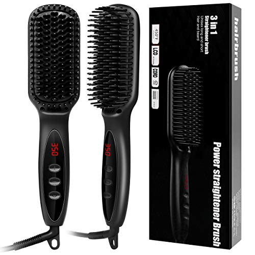 Hxq-top Hair Beard Straightener Comb Elektrische Glättungsbürste Wet Dry Dual Use für Haar-Schnurrbart