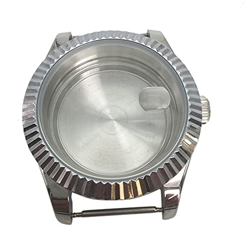 Lwaviwer 40 mm Gehäuse, Saphirglas, Stahl, Uhrengehäuse, passend für DG2813/5833, automatisches Uhrwerk, Rückseite, transparentes Glas, silber