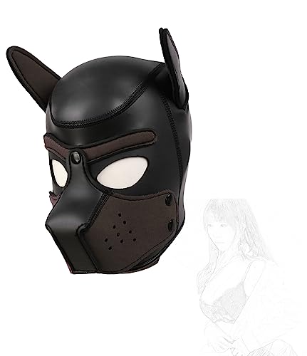 JINGHUA3 Einstellbar Maske Ledermaske Offene Augen Cosplay Fetisch Rollenspiele Bondage Fesseln Erotische Extreme Sex Toys Maskerade Maske Für Anfänger Paare Für Frauen Männer Paar (Schwarz+Braun)