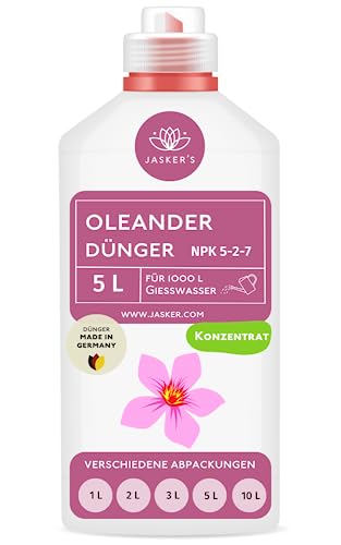 Oleander Dünger flüssig 5 Liter - Konzentrat Dünger Oleander - Mediterraner Pflanzendünger für 1000 Liter Gießwasser - 100% Schnelldünger - Dünger für Oleander - Oleanderdünger