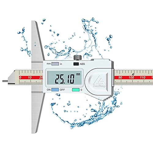 0-200mm Digitaler Tiefenmesser, 0,01 mm hochgenauer Edelstahl digitaler Tiefenmessschieber mit mm/Zoll-Messsystem, Tiefenmess-Messschieber Messwerkzeug