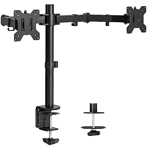 Dual LCD Monitor Desk Mount Stand Heavy Duty Fully Adjustable fits 2 /Two Screens up to 27" ~ (by VIVO)