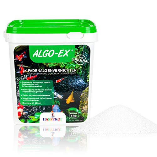 Happykoi® ALGO-EX® Fadenalgenvernichter Algenmittel Algo Ex Algen Vernichter mit Sofortwirkung durch Aktivsauerstoff Koi Teich Schwimmteich - 5 kg