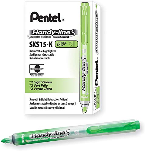 Pentel handy-line S 12 Stück Textmarker einziehbar/wiederaufladbar grün