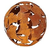 POS dekorative Deko-Kugel Garten-Kugel Ginkgo Metall rostig in 24 cm oder 35 cm Durchmesser (groß 35 cm)