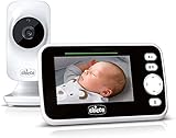 Chicco Deluxe Video-Babyphone, Videokamera zur Überwachung von Babys und Kindern mit 4,3" LCD-Farbbildschirm, 220 m Reichweite, Nachtsichtkamera, Thermometer, Melodien, lange Batterielebensdauer