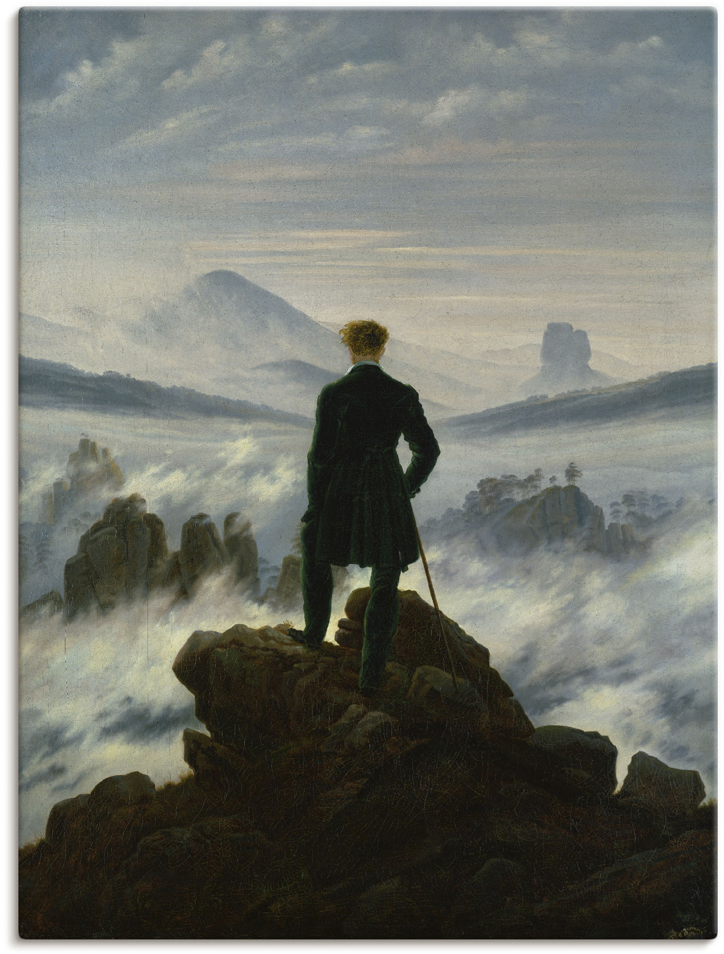 Artland Wandbild "Der Wanderer über dem Nebelmeer. Um 1818", Mann, (1 St.), als Leinwandbild, Poster in verschied. Größen