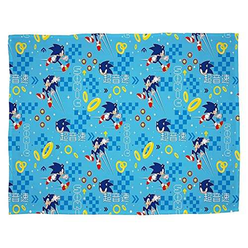 Sonic The Hedgehog Offizielles Geo-Design-Fleece-Überwurf, super weiche Decke, perfekt für jedes Schlafzimmer