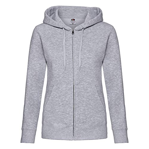 Premium Hooded Sweatjacke Lady-Fit - Farbe: Heather Grey - Größe: M