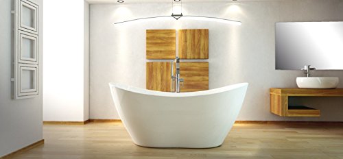 freistehende Badewanne aus Mineralguss 160x70x71 cm weiss Design VYIA