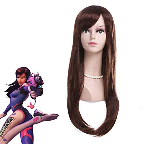 Blizzard Games OverWatch D.vadva Song Hana Daily Reddish-Brown Cosplay Anime Wig + Wig Cap