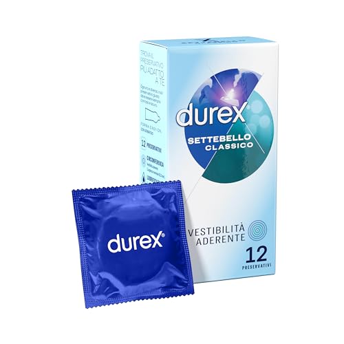 Durex Settebello - Classico Profilattico Vestibilità Aderente, 12 preservativi