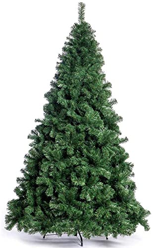 BAKAJI Großer Sasso Weihnachtsbaum Super Dicker Kiefer Grün Basis Kreuz aus Metall, faltbar, sehr hohe Qualität, einfache Montage mit Steckästen (210 cm)