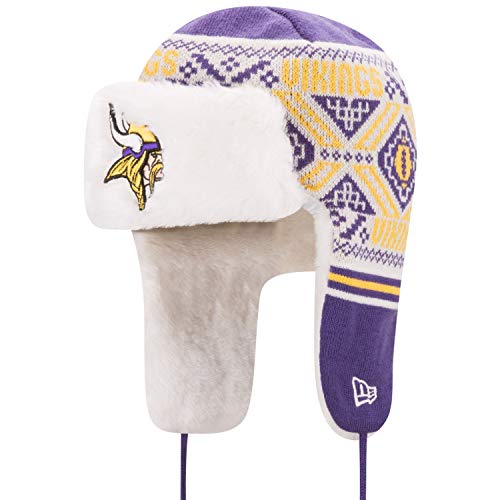 Minnesota Vikings New Era NFL "Festive Trapper" Fur Lined Knit Hat Hut