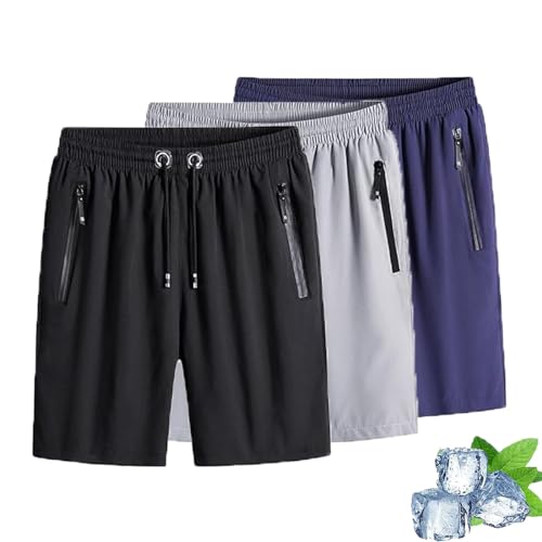 AHYXHY Puliam - Men's Ice Silk Stretch Quick-Dry Shorts, Puliam Shorts, Men’S Ice Silk Casual Shorts (3PCS,8XL)