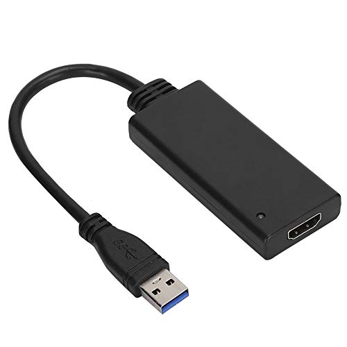 USB zu HDMI Adapter, 1080P HD Video Audio Konverter Adapter, USB 3.0 zu HDMI Monitorkabel, USB 3.0 HD Adapter für Windows 7/8/10/Mac(Schwarz)