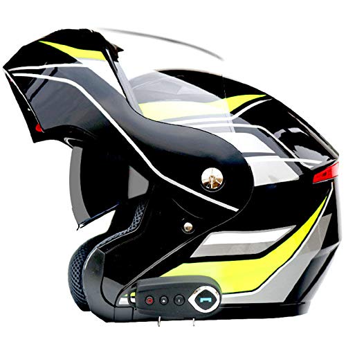 GAOZ Bluetooth Modularer Helm Motorrad, Integralhelm Klapphelm ECE Zertifizierter Erwachsene Automatische Beantwortung Bluetooth Integral Helm, Winter Thermische, 59-64 cm