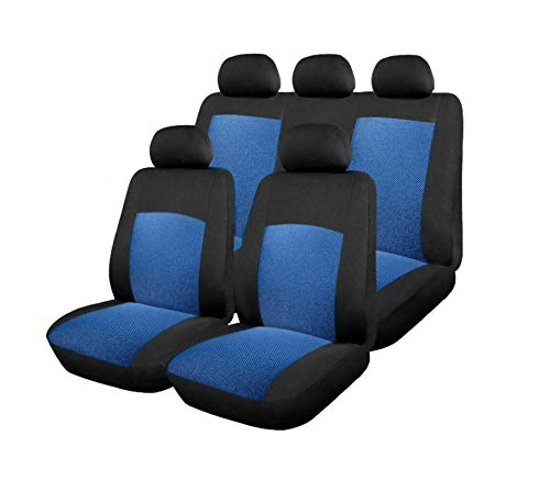 Auto Sitzbezüge mit teilbarer Rücksitzbank Blau Schonbezüge Polyester Komplettsatz Hochwertig Neu