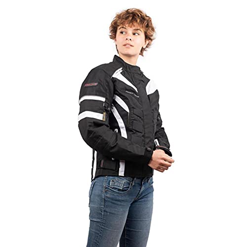 Rider-tec Motorradjacke Textil Damen rt-2400-bw, schwarz/weiß, Größe L
