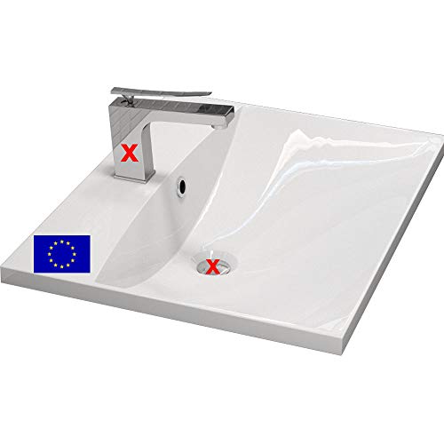 Einbau-Waschbecken 60x46cm eckig | 60cm Einbau-Waschtisch zum einlassen in eine Platte | Material: hochwertiges Mineralguss | Qualität MADE IN EU