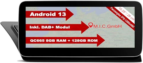 M.I.C. A4H Android 12 Autoradio mit navi Qualcomm Snapdragon 662 8G+128G Ersatz für Audi A4 S4 RS4 A5 S5 RS5 Multimedia Radiosystem 2009-2017:SIM DAB Plus Bluetooth 5.0 WiFi 10.25" IPS