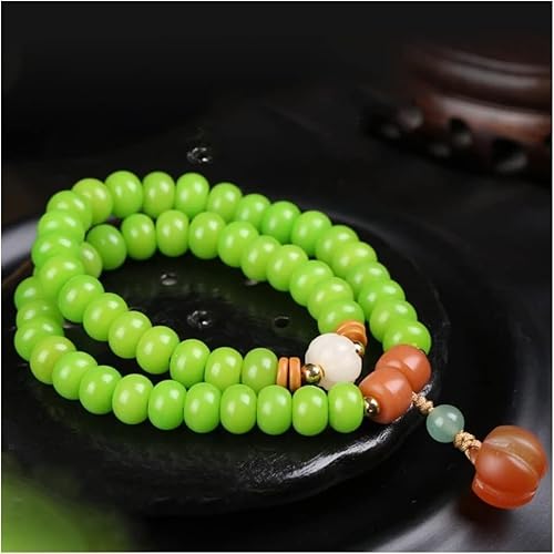 SEIBES Tibetisch-buddhistische Gebetskette, doppelter Kreis, grünes Bodhi-Perlen-Armband, 54 Gebets-Buddha-Perlen, Rosenkranz for Männer und Frauen, Meditation (Farbe: A) (Farbe: B) (Color : Cyan)