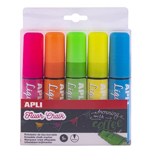 APLI Flüssigkreide-Marker, groß, verschiedene Farben, 5 Stück