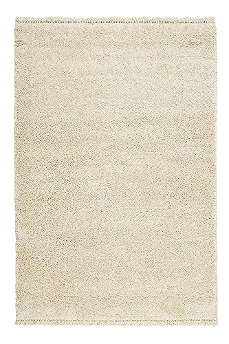 wecon home, Moderner Hochflor Teppich - Läufer im Berber Style für Wohnzimmer, Flur, Schlafzimmer Studio Zero (160 x 225 cm, Creme beige)