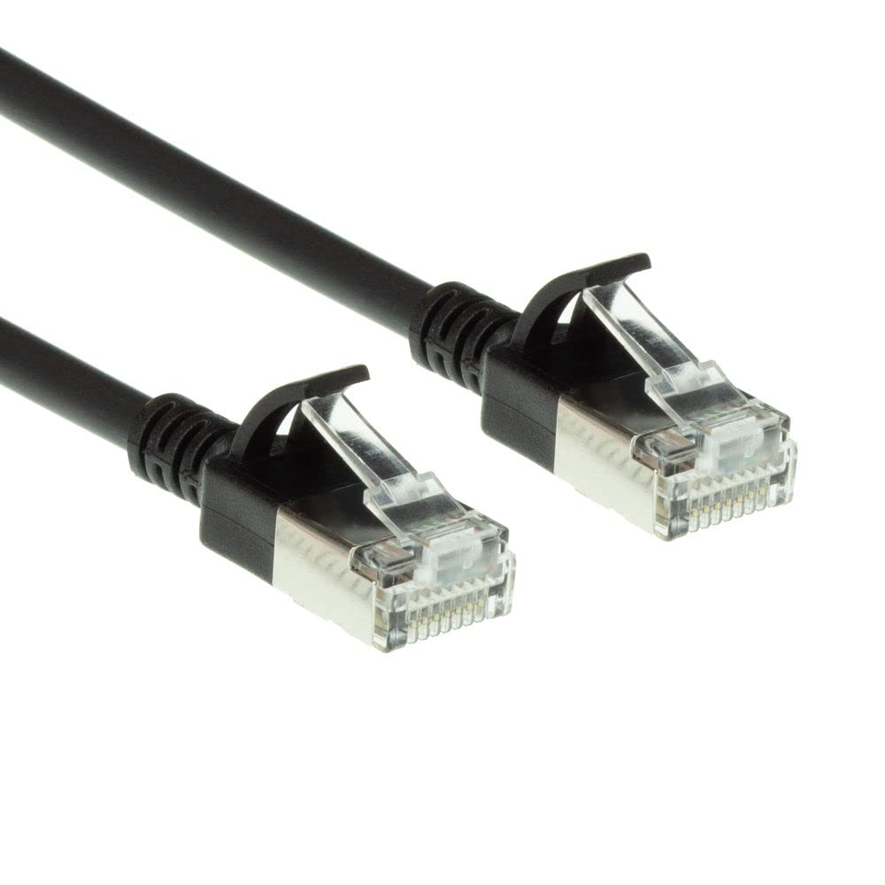 ACT CAT6a Netzwerkkabel, U/FTP LSZH LAN Kabel Dünn 3.8mm Slimline, Flexibles Snagless CAT 6a Kabel mit RJ45 Stecker, für den Einsatz in Datenzentren, 10 Meter, Schwarz – DC7910