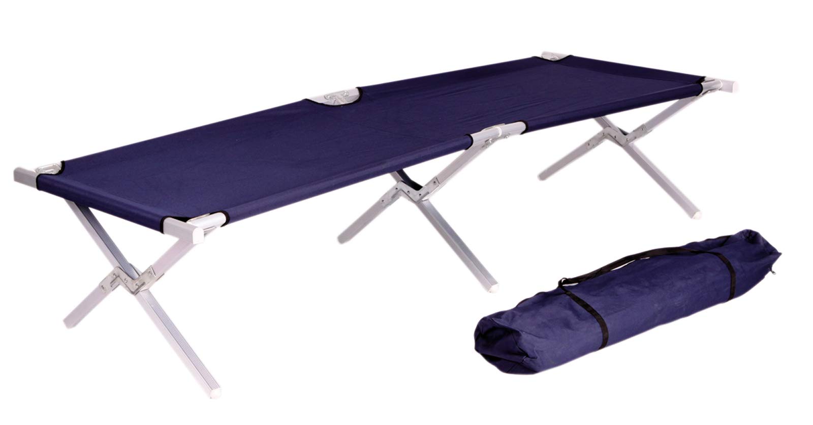 Hline Feldbett Alu Notbett Campingliege blau 190 cm inkl. Tasche