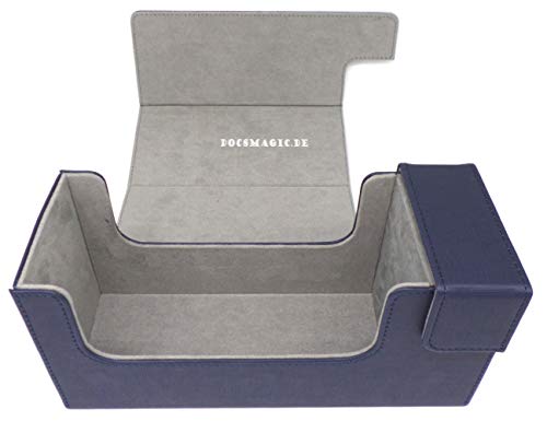docsmagic.de Premium Magnetic Tray Long Box Dark Blue Small - Card Deck Storage - Kartenbox Aufbewahrung Transport Dunkelblau