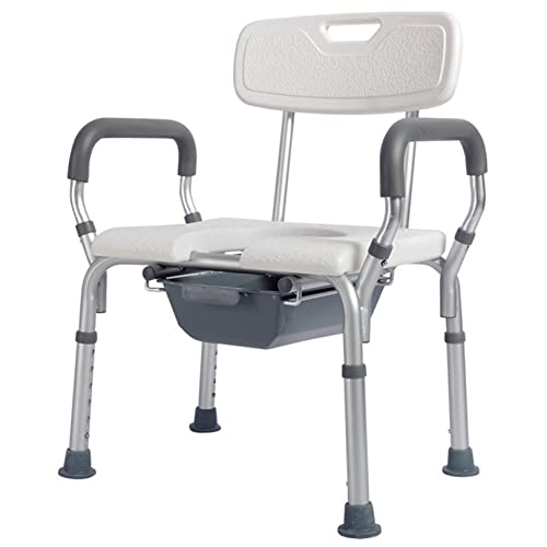 Badestuhl mit Armlehnen und Rückenlehne, verstellbarer Nachtkommodestuhl für Toilette mit Bettpfanne, strapazierfähiger Duschstuhl für Senioren, ältere Menschen, Behinderte