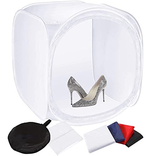 32inch/80x80 cm Photo Studio Shooting Tent Light Cube Diffusion Soft Box Kit with 4 Colors Backdrops (Red Dark Blue Black White) for Photography