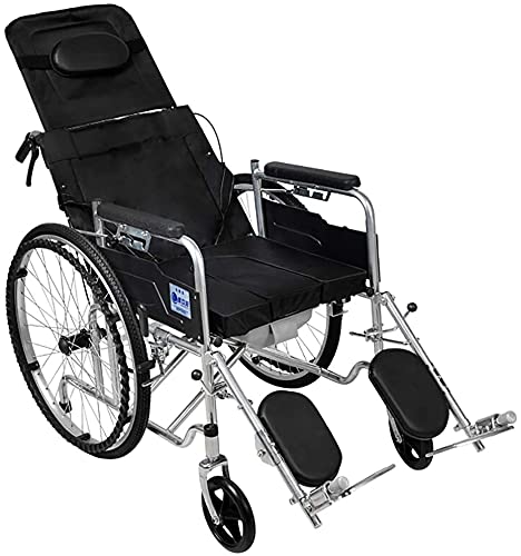Standard-Liegerollstuhl Mit Abnehmbarer Kopfstütze,Hochklappbarer Beinstütze,Rollstuhl Mit Kommode Für Senioren Mit Behinderungen(Color:A;Size:Half-Lying)