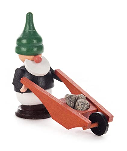 Rudolphs Schatzkiste Miniaturfigur Zwerg mit Schubkarre BxHxT 5x6x3cm NEU Miniatur Holzkunst Weihnachtsfigur